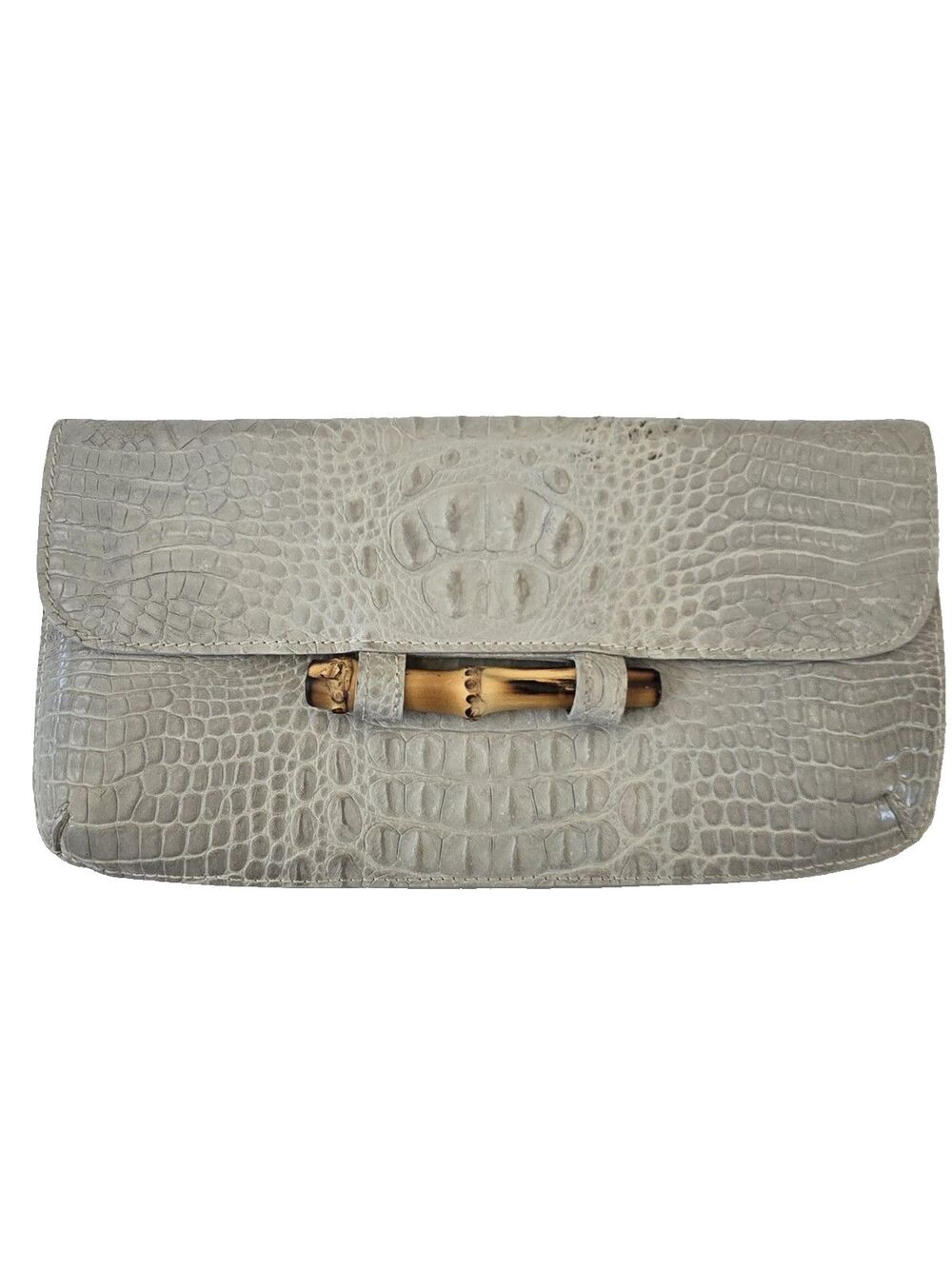 Vintage Paola del Lungo Italy Croc Print Leather Clutch Small